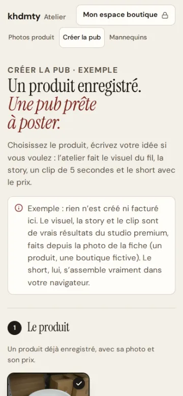Outil pub : un produit enregistré devient une pub prête à poster